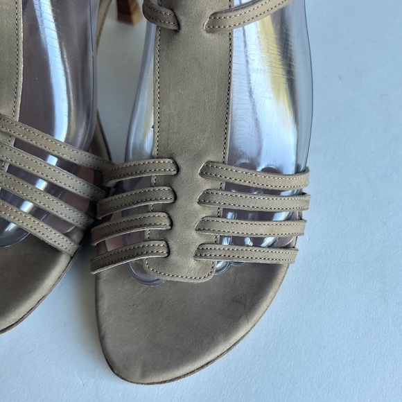 Stuart Weitzman Cream Brown Suede Leather Heeled Sandals size 7.5 - Picture 8 of 16